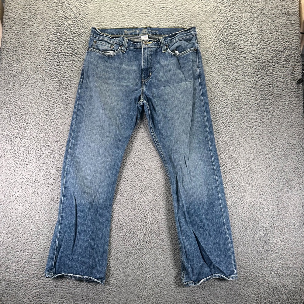 Roebuck Jeans Mens 34x30 Blue Cotton Denim Bootcut-Leg Faded Workwear Travel